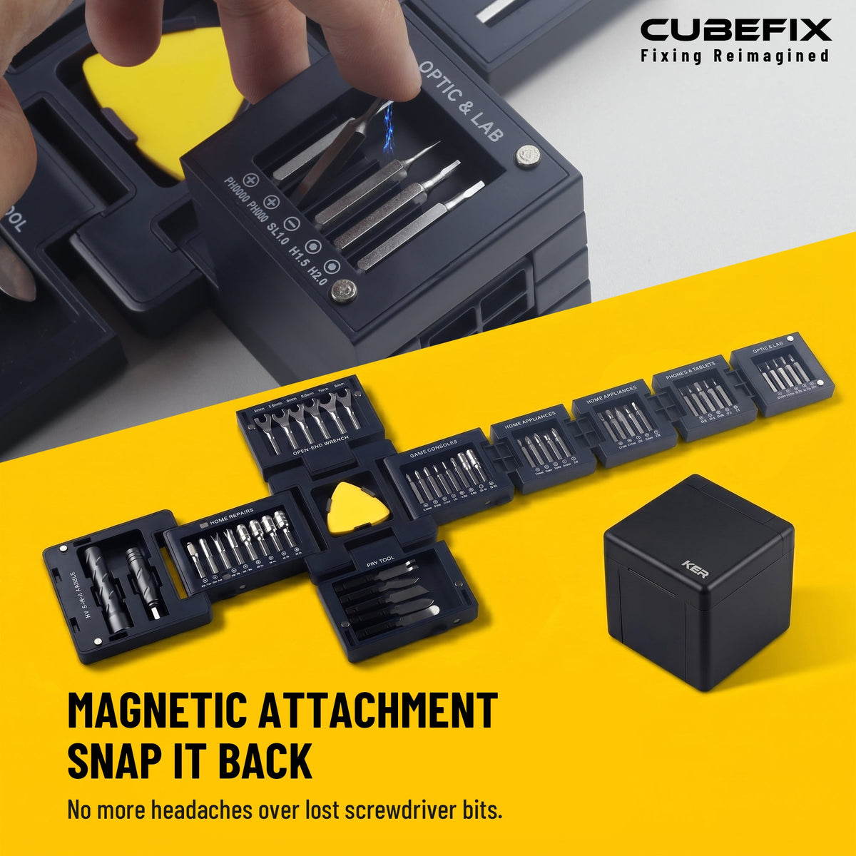 55-in-1 Tool Cube Magnetic Screwdriver Guide: How CubeFIX Keeps Bits and Small Screws Organized