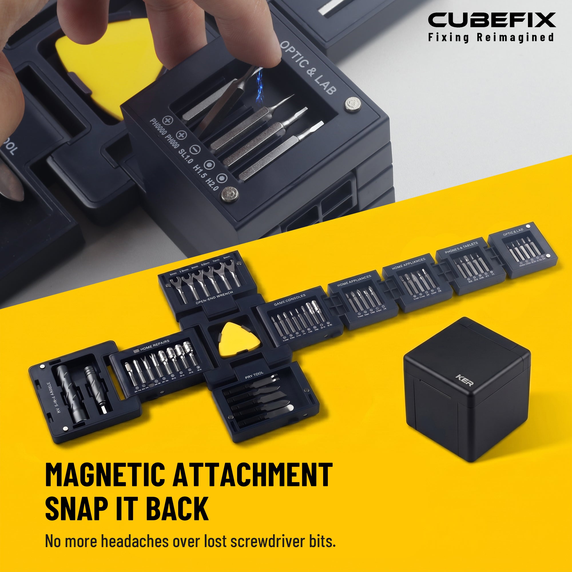 55-in-1 Tool Cube Magnetic Screwdriver Guide: How CubeFIX Keeps Bits and Small Screws Organized