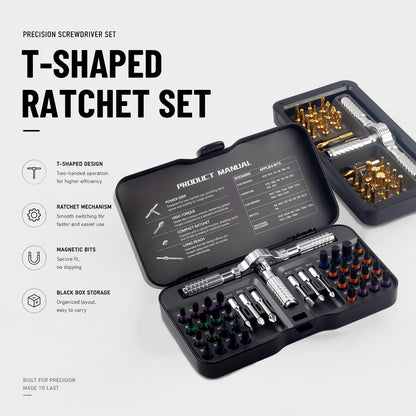 T-shaped Ratcheting Screwdriver Set for home repairs