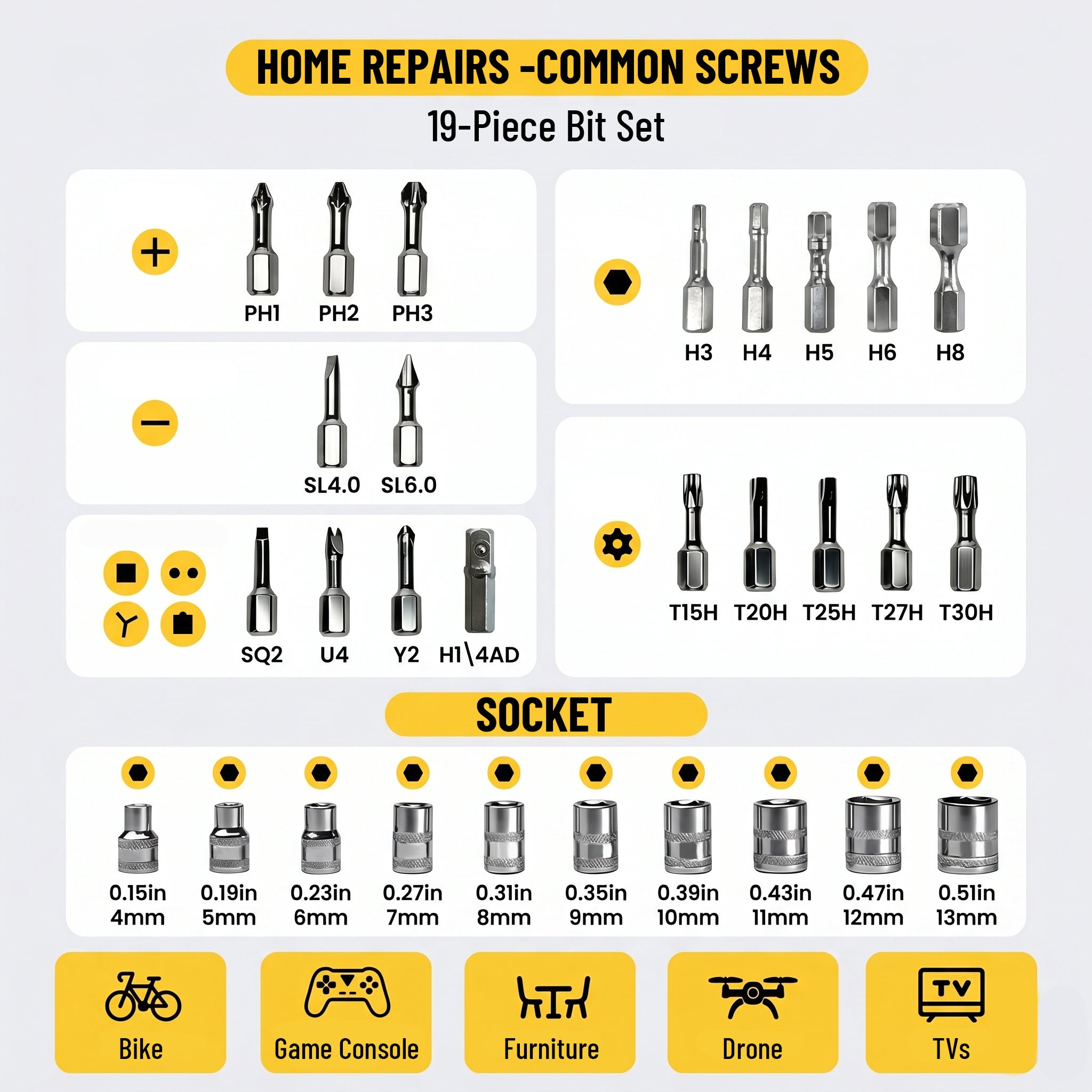 KER Tools T-shaped 62-in-1 Ratcheting Screwdriver Set