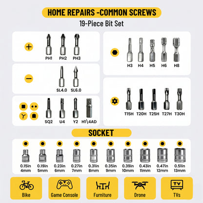 KER Tools T-shaped 62-in-1 Ratcheting Screwdriver Set