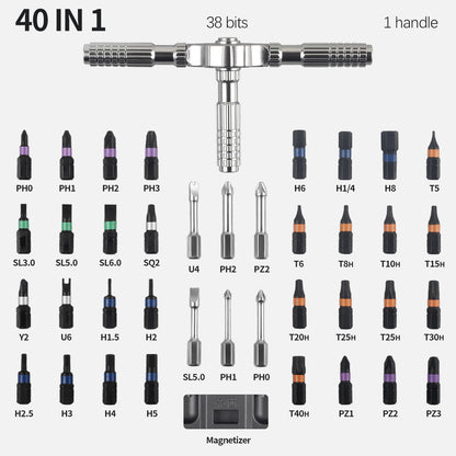 GEN II 40-in-1 T-shaped Ratcheting Screwdriver